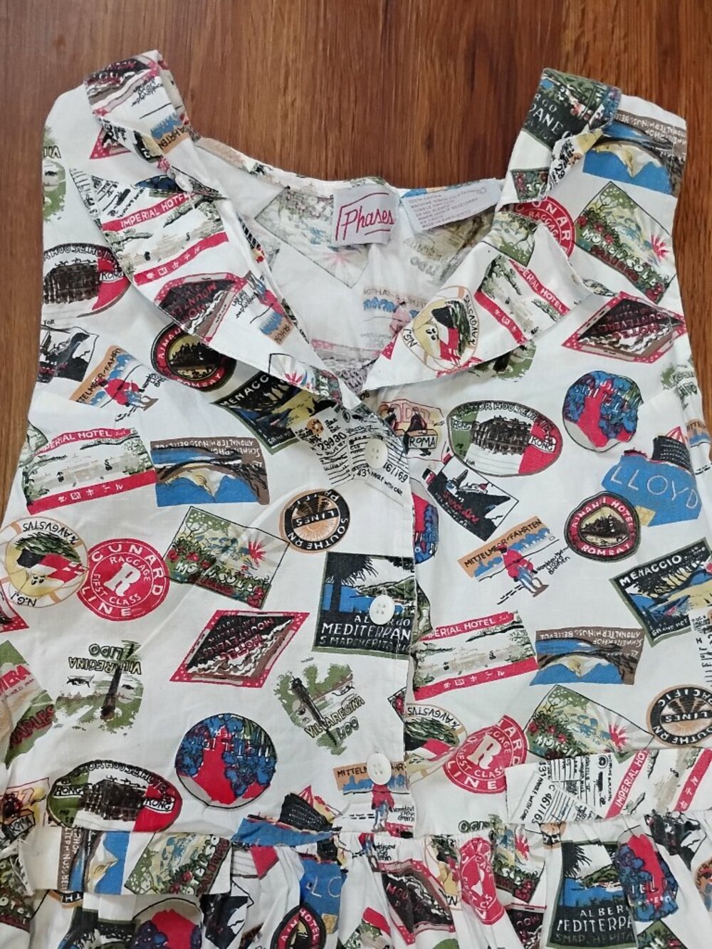 Vintage Phases Travel Stamps Postcards Novelty Midi Dress